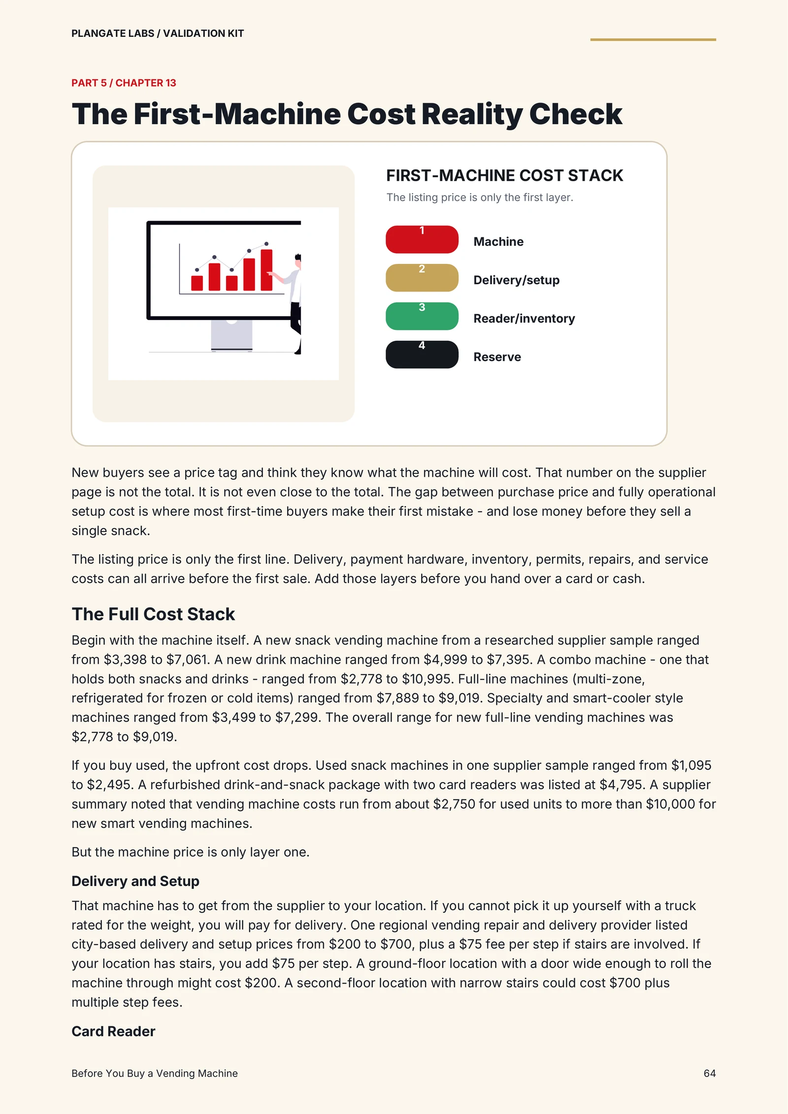First-machine cost stack and calculator page