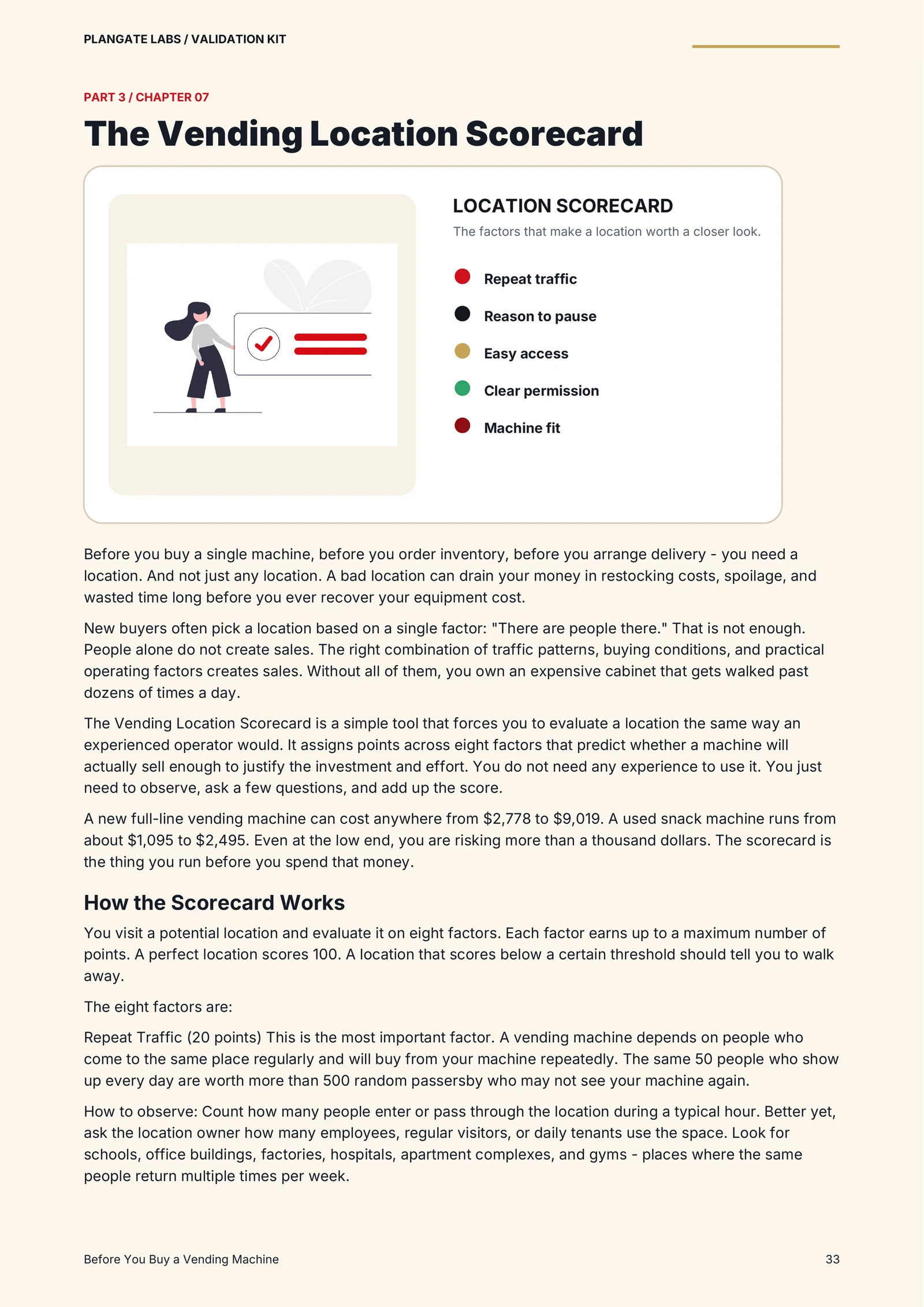 Vending location scorecard page